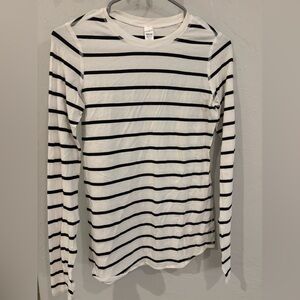 Ivivva White and Black Striped Long Sleeve Tee